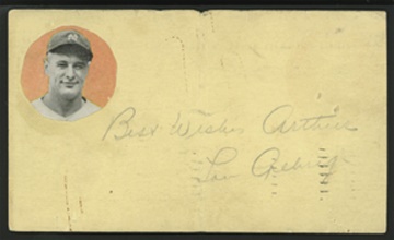 Lou Gehrig - 1937 Lou Gehrig Signed Government Postcard