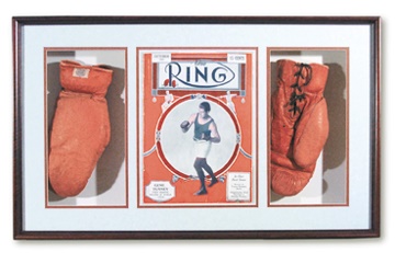 Muhammad Ali & Boxing - Gene Tunney Fight Worn Gloves (19x30" shadow boxed)