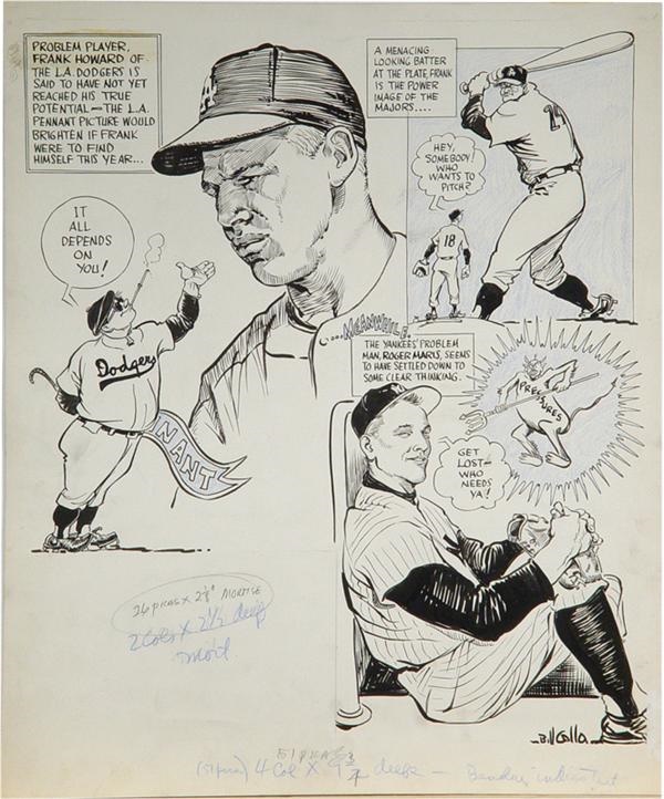 NY Yankees, Giants & Mets - 1961 Roger Maris “Pressures” By Sports Cartoonist Bill Gallo