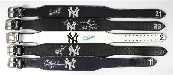 - Yankees Autographed Weight Belt Collection Of Five With Clemens, Jeter & O’Neill