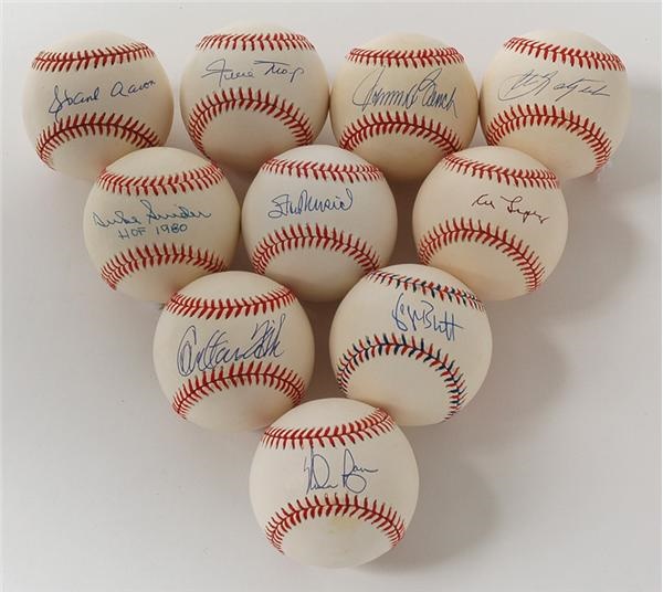 Baseball Autographs - Living Hall Of Famers Single Signed Baseballs Collection Of 44 Different