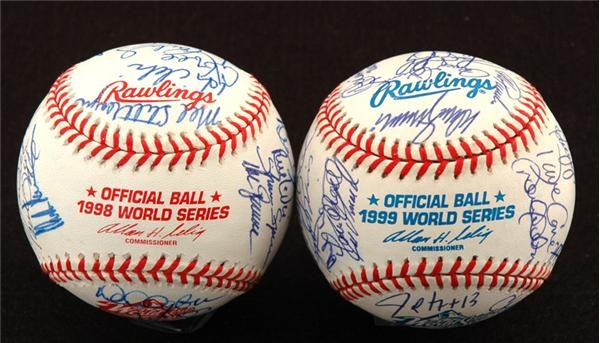NY Yankees, Giants & Mets - 1998 And 1999 World Champion New York Yankees Team Signed World Series Baseballs