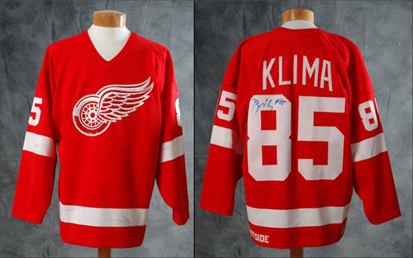 - 1986-87 Petr Klima Red Wings 
Game Worn Autographed Jersey