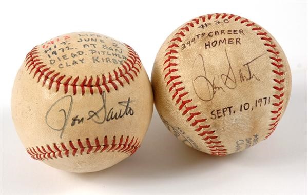 Baseball Equipment - Ron Santo Career Homerun Ball #299 
And Career Hit Ball #1913