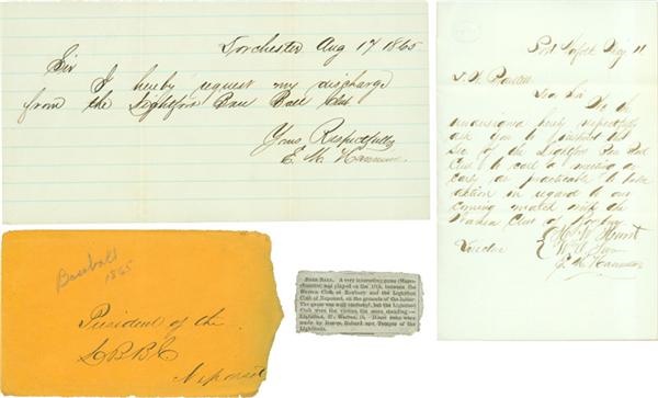 - Group Of Two 1860’s Baseball Related Letters