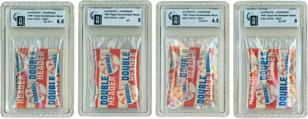 - 1955 Topps Doubleheaders Unopened Packs Lot Of 4