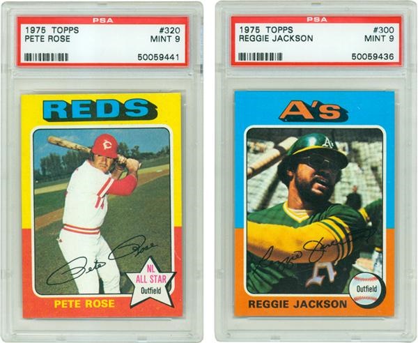 - 1975 Topps Pete Rose And Reggie Jackson PSA 9’s