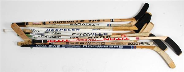 - 500 Goal Scorers Game Used Stick Collection (11)