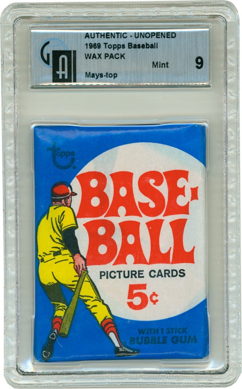 - 1969 Topps Baseball 2nd Series Wax Pack With Willie Mays On Top 9 GAI