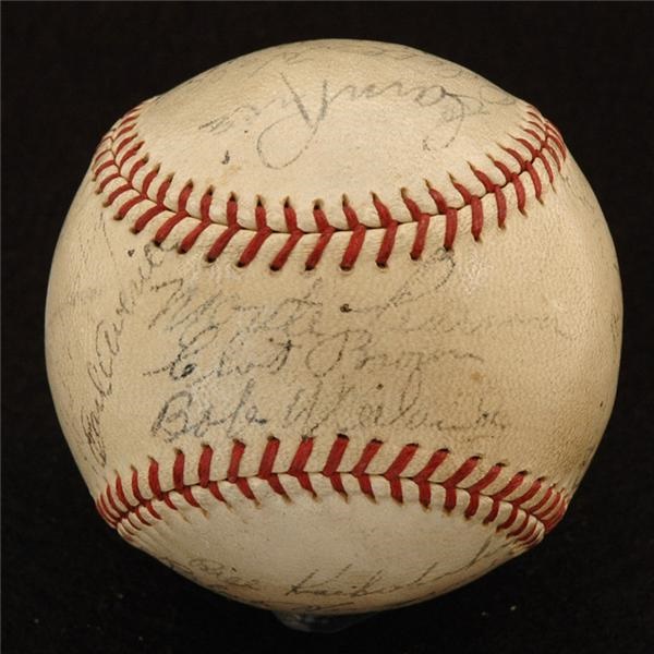 - 1934 Cleveland Indians Team Signed Baseball 
With Moe Berg