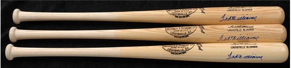 - Three Ted Williams Upper Deck 
Authenticated Signed Bats