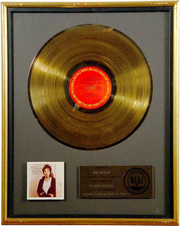 - Bruce Springsteen 
Darkness On The Edge Of Town Gold Record Award