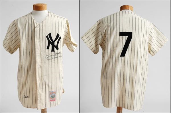 - “Mickey Mantle Triple Crown 1956” Signed Replica Jersey