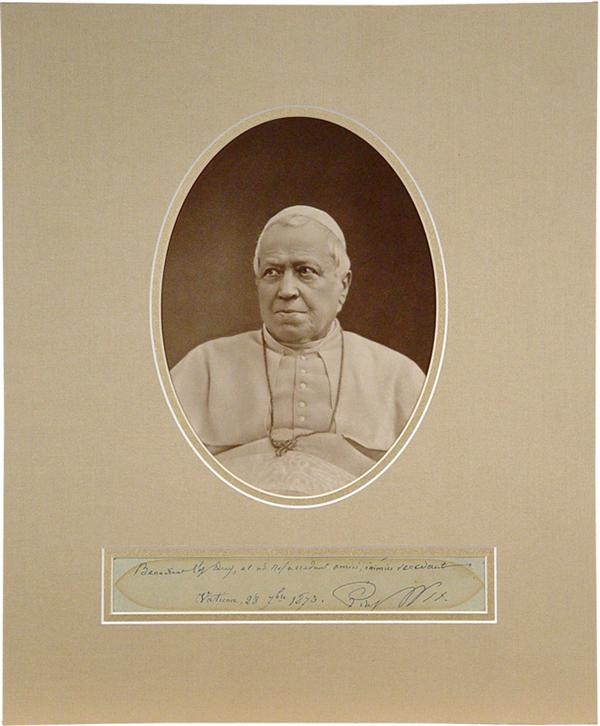 - Pope Pius IX Photograph With Signature, Dated 1875