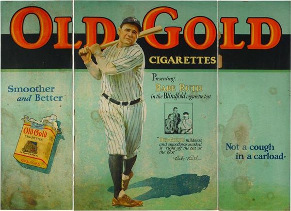 - 1930’s Babe Ruth Old Gold Tri Fold Cardboard 
Advertising Display