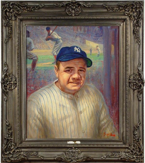 - 1958 Babe Ruth Painting By John William Orth  
(1889-1976)