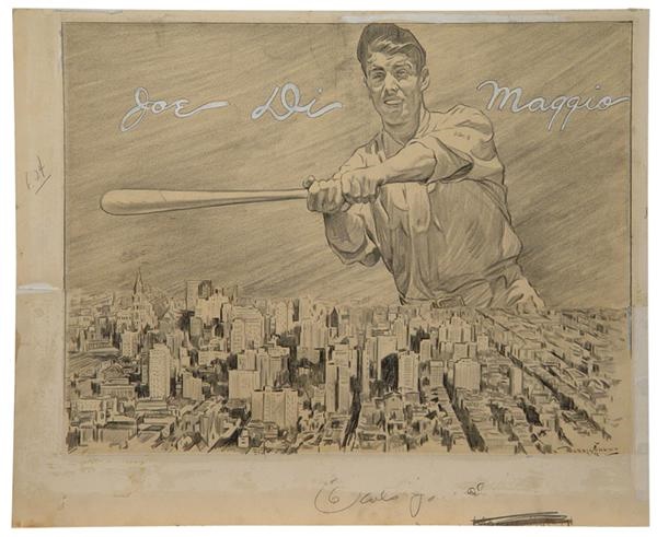 NY Yankees, Giants & Mets - Joe DiMaggio By Burris Jenkins  - From Joe D’s Restaurant