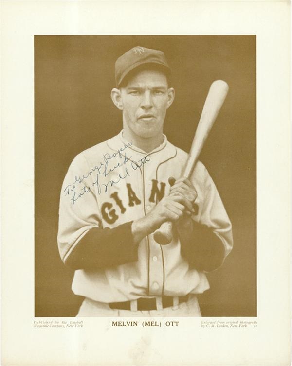 - Mel Ott Autographed Baseball Magazine Premium Photo