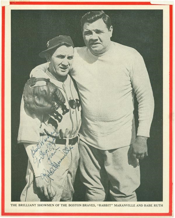 Baseball Autographs - 1935 Rabbit Maranville Autographed Baseball Magazine Photo