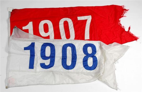 - 1907 & 1908 Chicago Cubs Championship Pennants From Wrigley Field