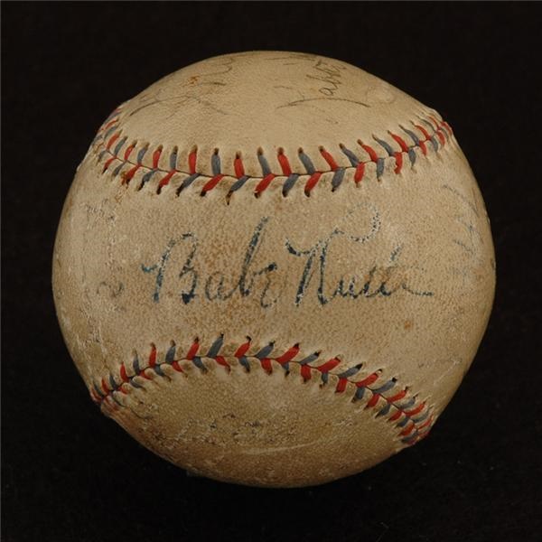 - 1933 Multi-Signed Baseball With Ruth, Gehrig And Ott