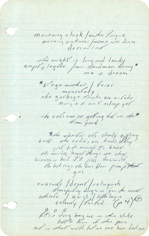 - Bruce Springsteen 
Original Handwritten Lyrics