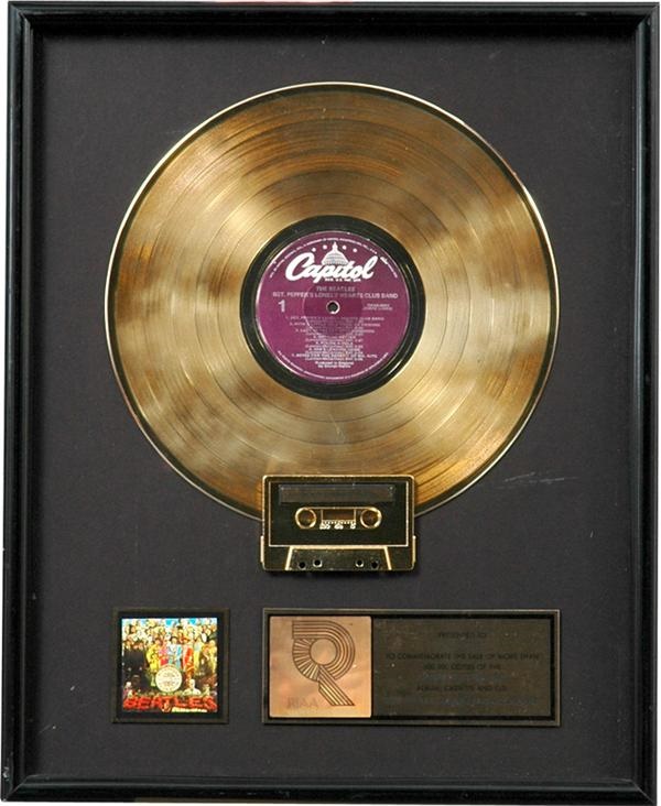 - The Beatles “Sgt. Pepper’s Lonely Hearts Club Band” Gold Record Award