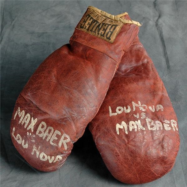 Muhammad Ali & Boxing - 1941 Max Baer vs. Lou Nova Fight-Worn Boxing Gloves