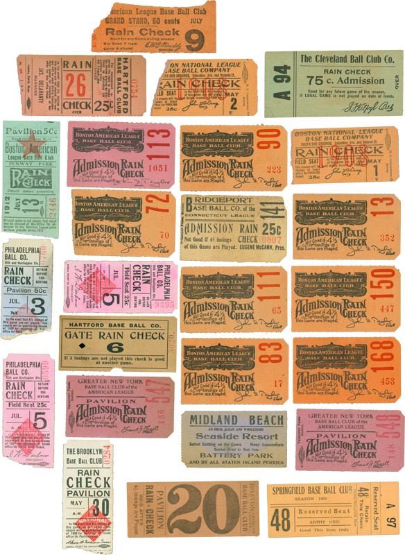 - Collection Of Early 20th Century Baseball Tickets, Including First Year 1912 Fenway Park, 25 tickets