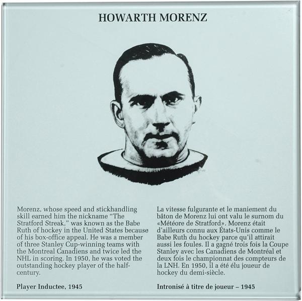 Howie Morenz Hockey Hall of Fame Plaque