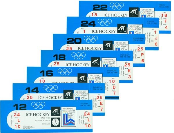 - Complete Set of Unused &quot;Miracle on Ice&quot; Full Tickets (7)