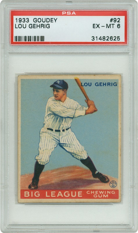 - 1933 Goudey # 92 Lou Gehrig PSA 6 EX-MT