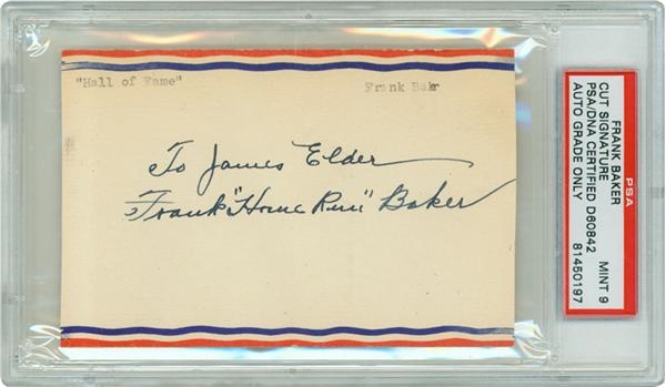 Baseball Autographs - Home Run Baker Signed Autograph Card (PSA 9)