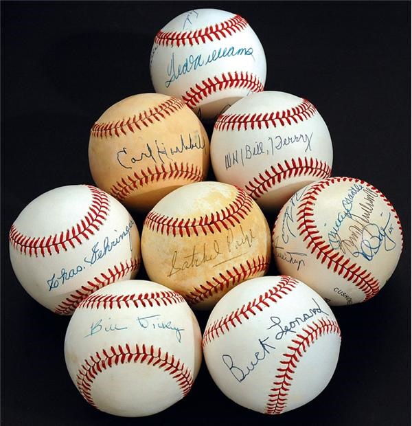Baseball Autographs - Collection of  Signed Baseballs with Paige & Triple Crown Signed Ball (8)