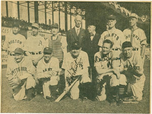 Baseball Autographs - Babe Ruth and Walter Johnson Signed Photo
