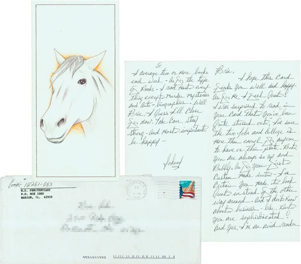 - John Gotti Signed Letter and &quot;Horse Head&quot; Drawing