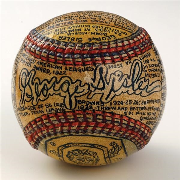 - George Sisler Painted Baseball by George Sosnak