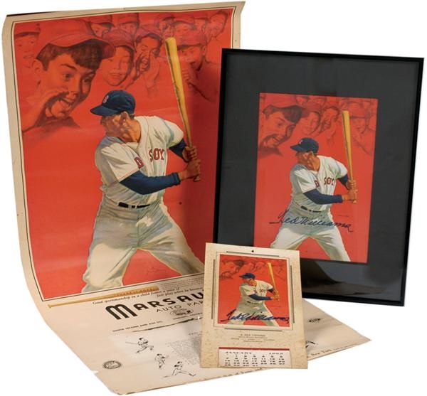 Three Ted Williams Calendar Prints (Two Signed)