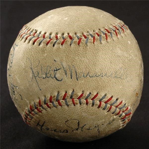Baseball Autographs - Honus Wagner, Maranville, Hoyt Signed Baseball