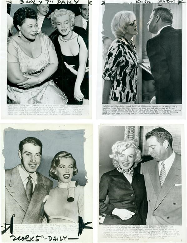 Joe DiMaggio & Marilyn Monroe Wire Photos (4)