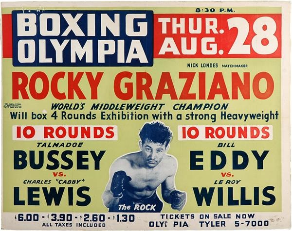 Muhammad Ali & Boxing - Rocky Graziano Original Fight Poster