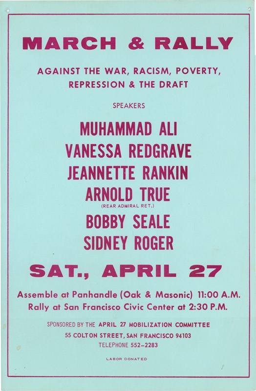 1968 Muhammad Ali Anti War Protest March Poster
