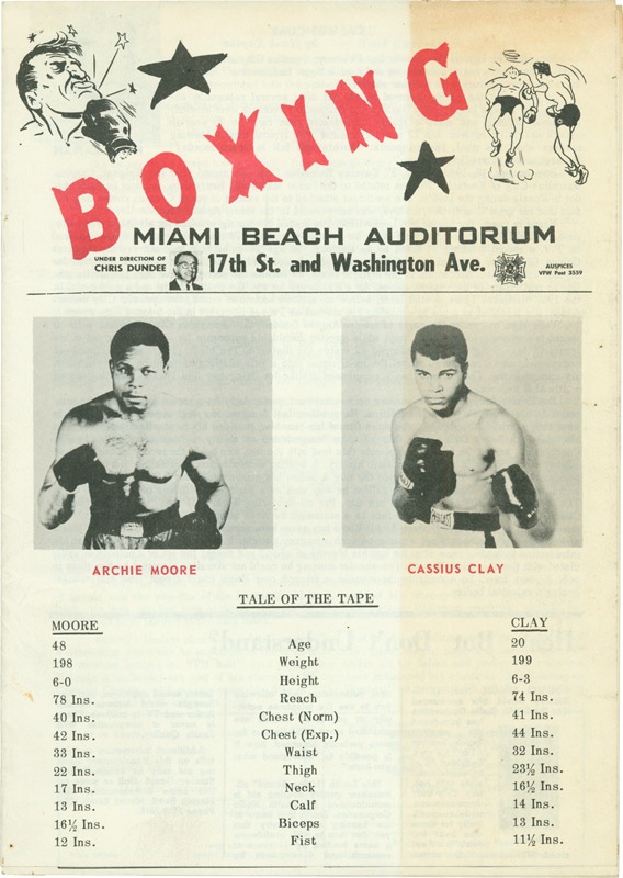 Muhammad Ali & Boxing - 1962 Cassius Clay v. Archie Moore Program