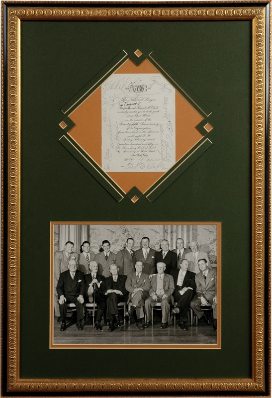 Baseball Autographs - 1951 National League Diamond Anniversary Signed Invitation with Photograph