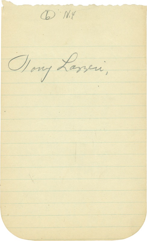 NY Yankees, Giants & Mets - 1927 Yankee Tony Lazzeri Signature