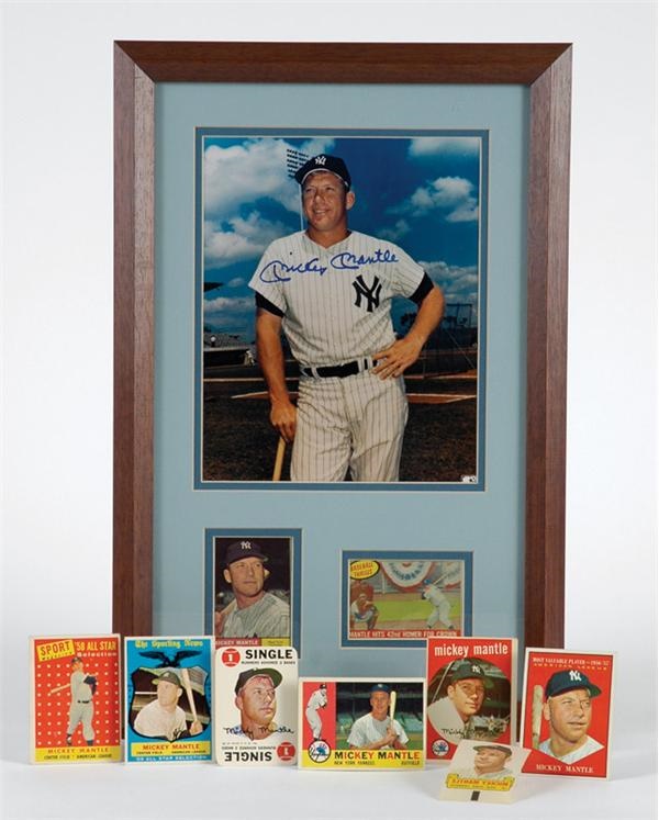 - Mickey Mantle Card Collection Of Nine and Signed Photo