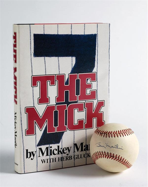 NY Yankees, Giants & Mets - Mickey Mantle Signed Book and Billy Martin Signed Baseball