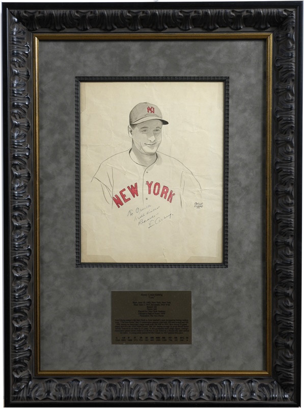 NY Yankees, Giants & Mets - Babe Ruth and Lou Gehrig Signed Original Artwork (2)