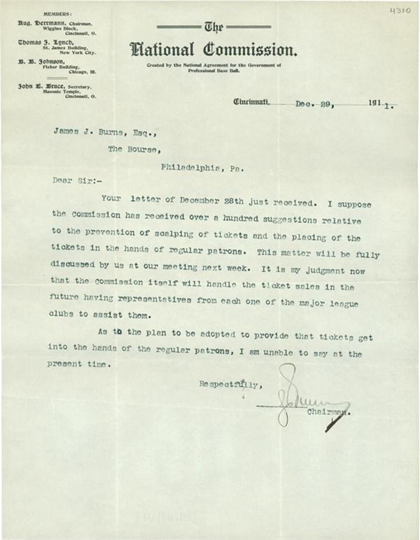 - 1911 August Herrmann Signed Letter