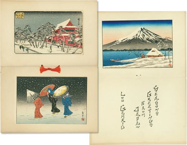 NY Yankees, Giants & Mets - Lou Gehrig Christmas Card From Japan